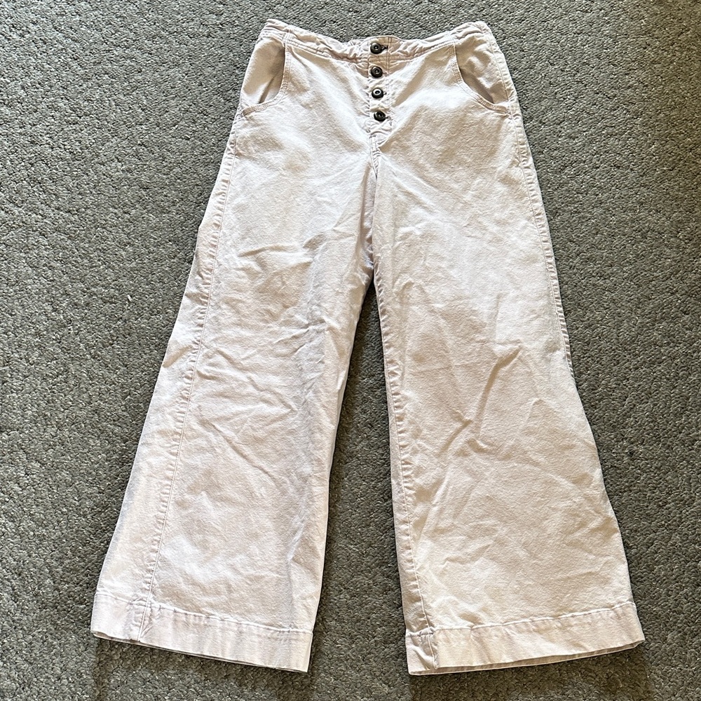Pilcro Wide Leg Light Pink Button Fly Jeans